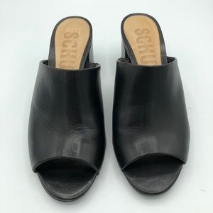 Schutz Britty Black Leather Open Peep